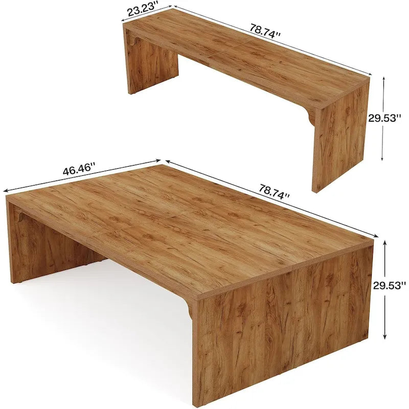 Table de conférence rectangulaire marron, modulable, pour 2 à 6 personnes