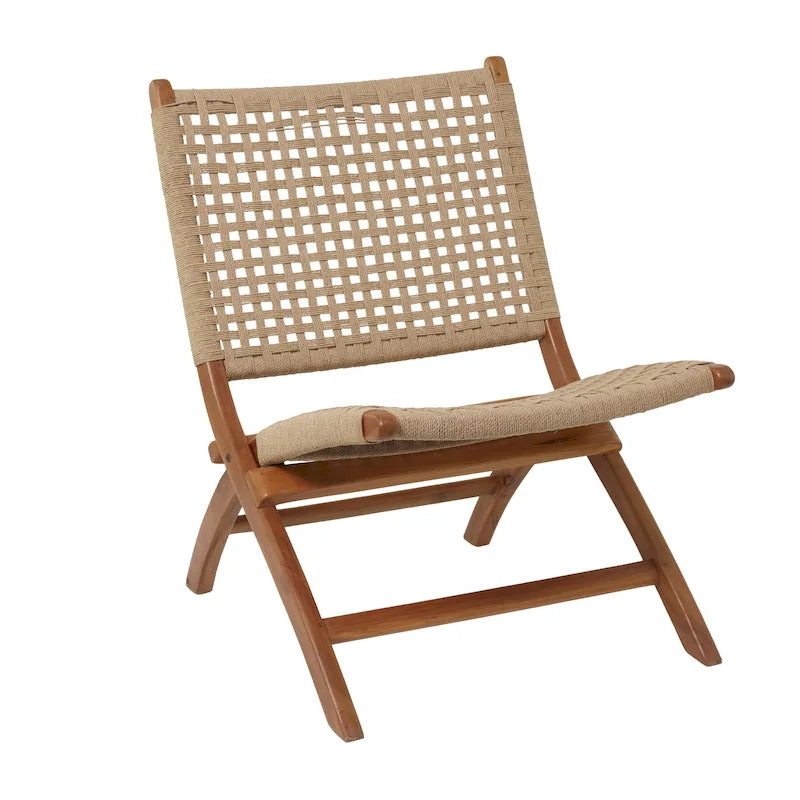 Fauteuil d'appoint tissé fait main en bois pour salon - Marron ou noir - Roche River Decor