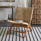 Fauteuil d'appoint tissé fait main en bois pour salon - Marron ou noir - Roche River Decor