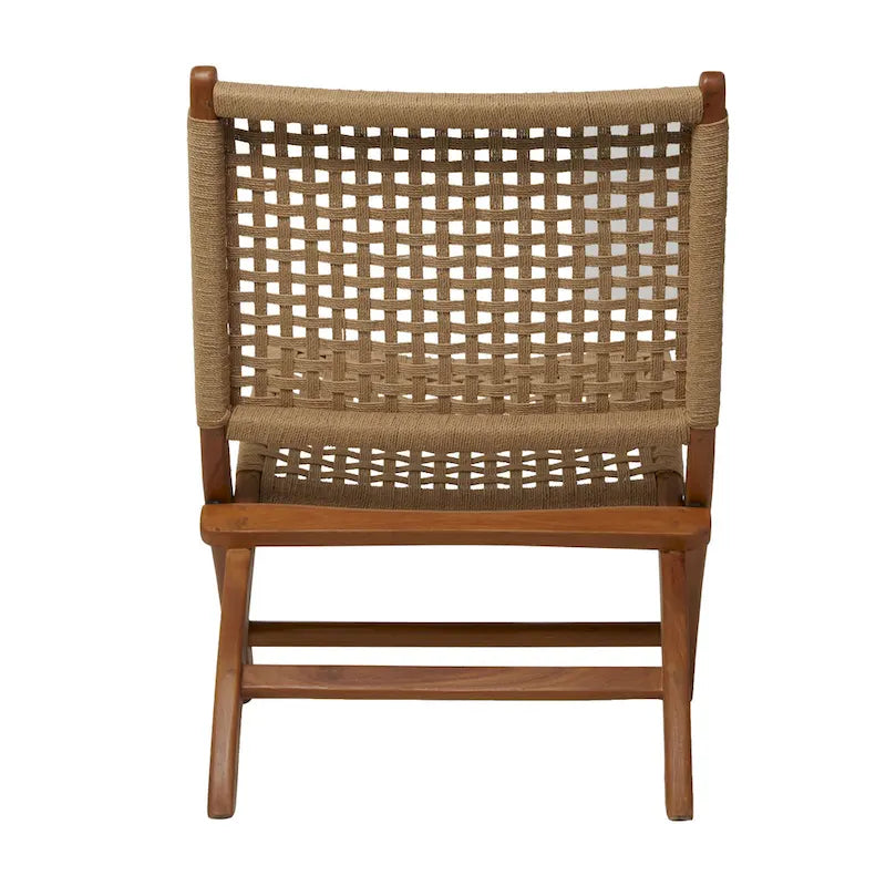 Fauteuil d'appoint tissé fait main en bois pour salon - Marron ou noir - Roche River Decor