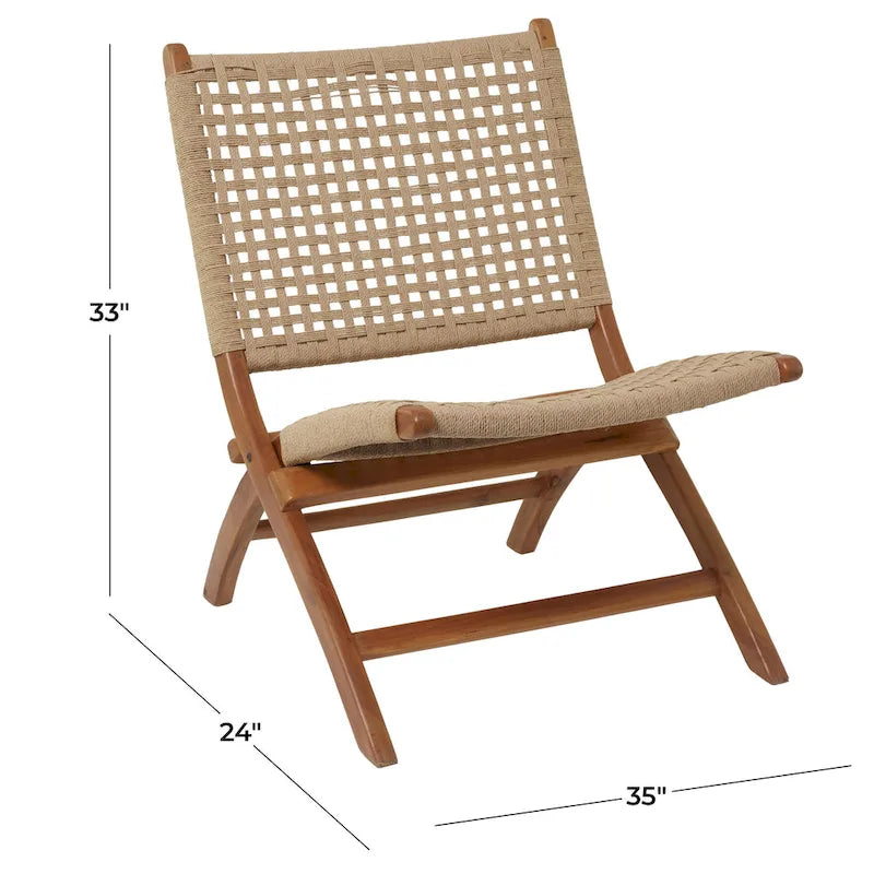 Fauteuil d'appoint tissé fait main en bois pour salon - Marron ou noir - Roche River Decor