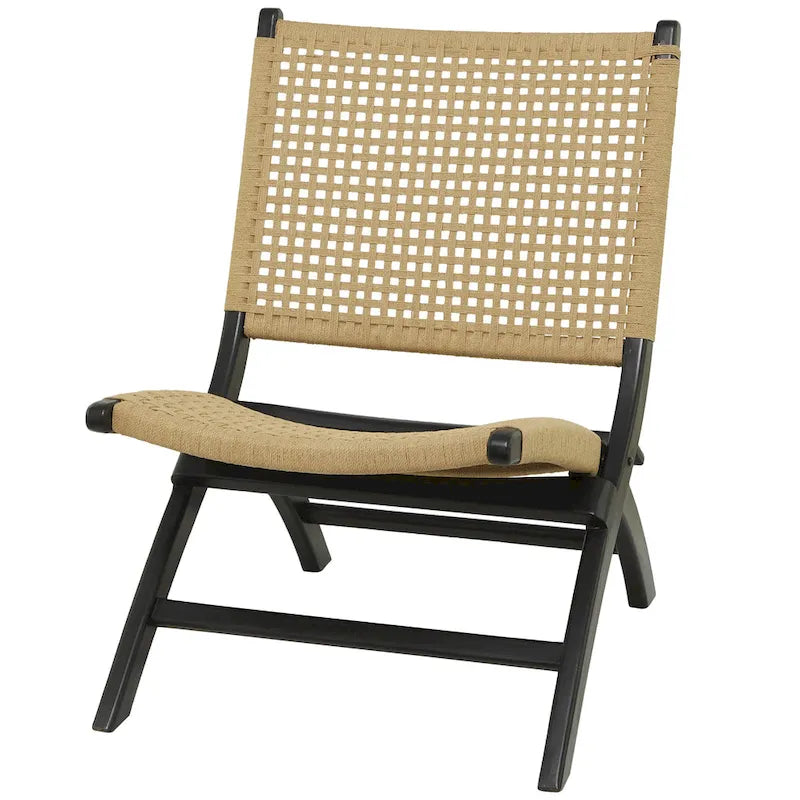 Fauteuil d'appoint tissé fait main en bois pour salon - Marron ou noir - Roche River Decor