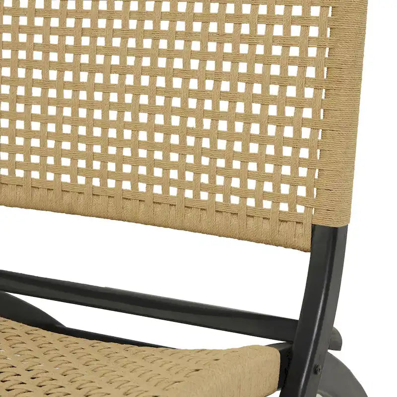 Fauteuil d'appoint tissé fait main en bois pour salon - Marron ou noir - Roche River Decor