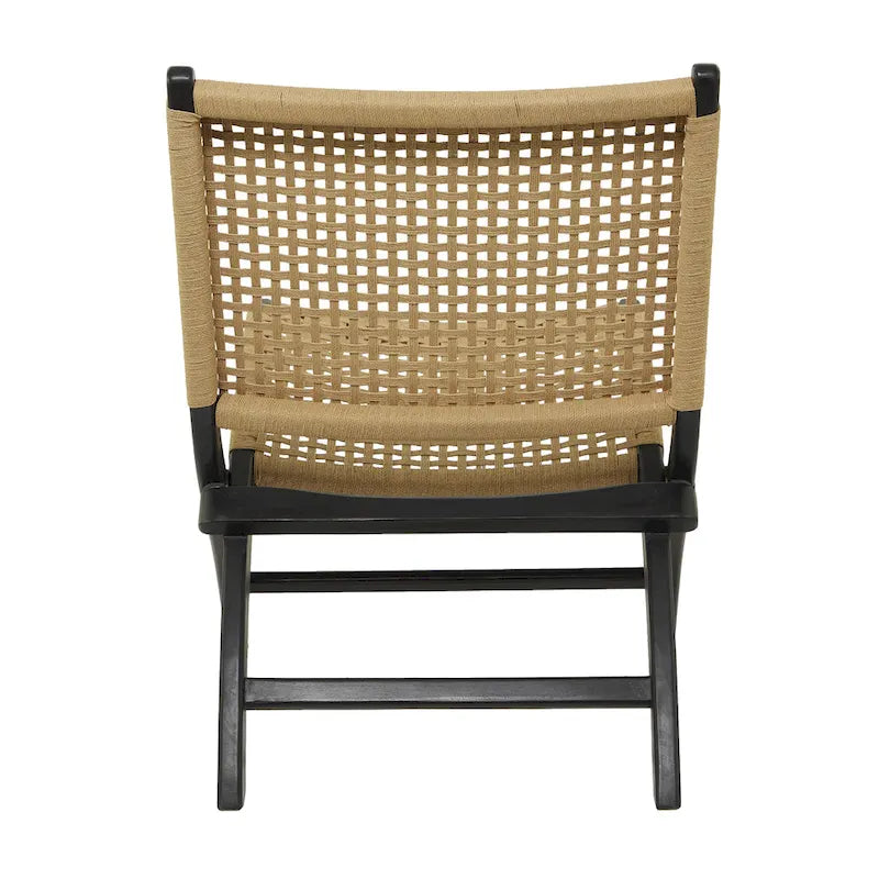 Fauteuil d'appoint tissé fait main en bois pour salon - Marron ou noir - Roche River Decor