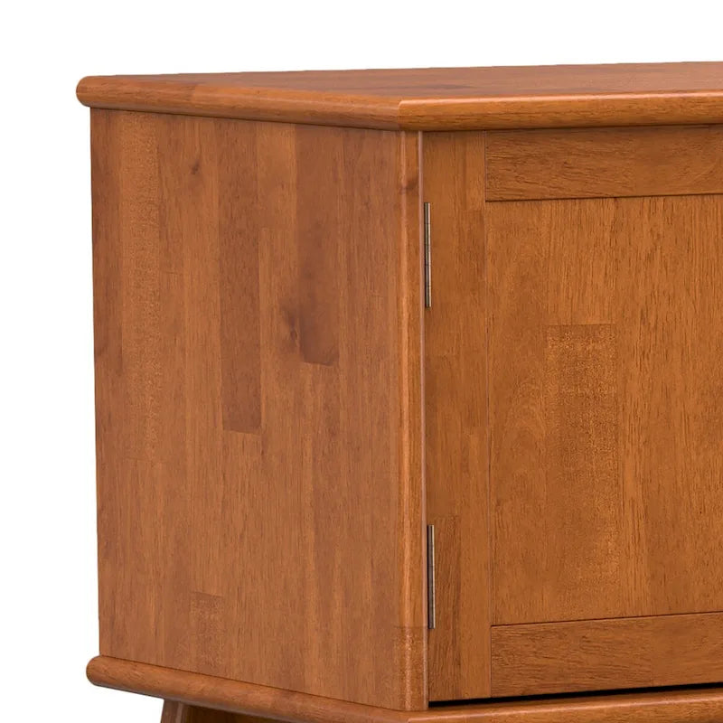 Meuble TV moderne Mid-Century en teck brun, 72" de large, convient aux téléviseurs jusqu'à 80"