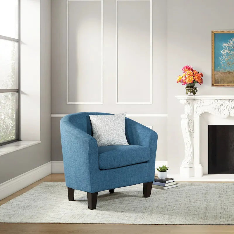 Fauteuil tubulaire du milieu du siècle, Lin/Jean, Pieds espresso foncé, Monoplace